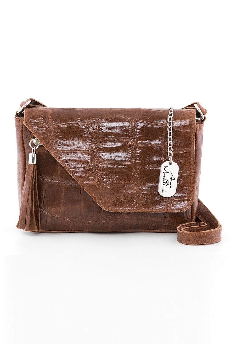 Geanta crossbody din piele cu aspect de piele de crocodil gianna