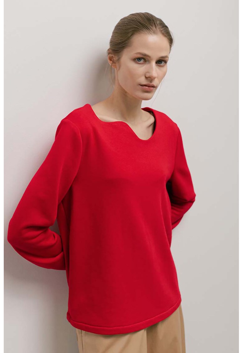 Bluza din amestec de bumbac cu decolteu asimetric fashiondays imagine noua