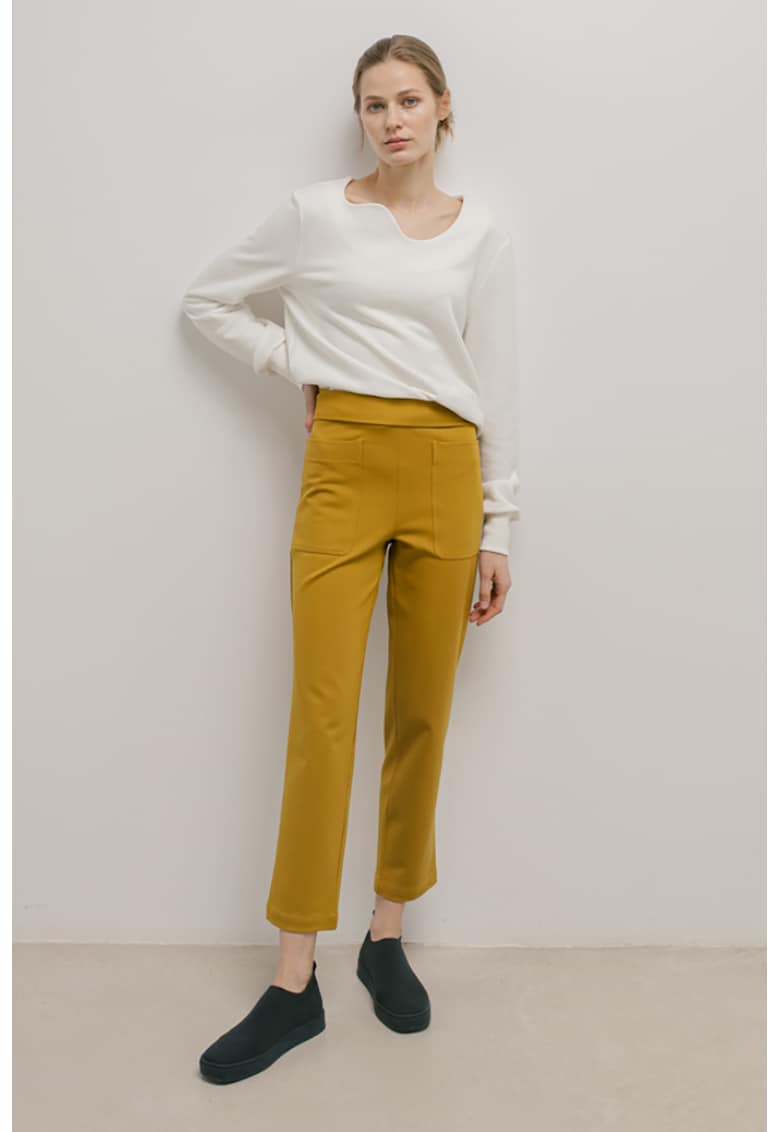 Pantaloni crop cu buzunare frontale fashiondays imagine noua