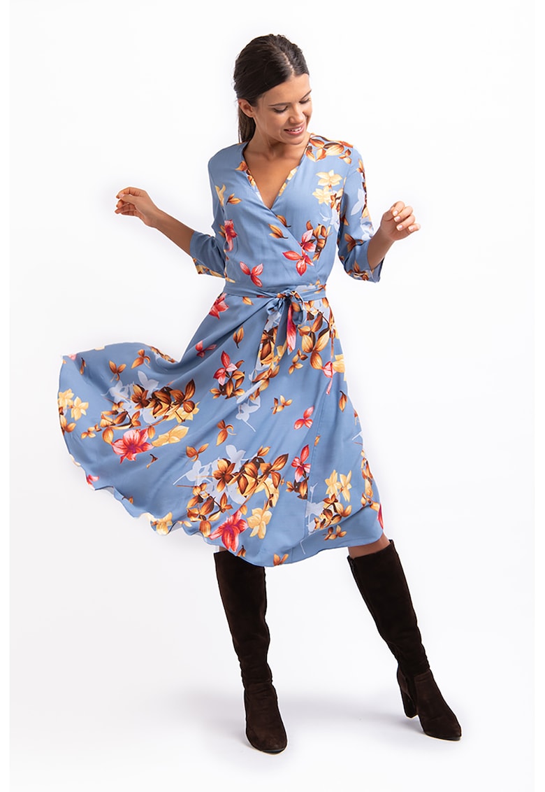 Rochie midi evazata cu model floral