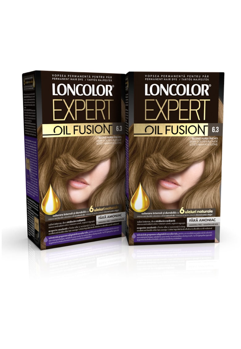 Pachet: Vopsea de par permanenta  Expert Oil Fusion 6.3 Blond Auriu Inchis - 200 ml x 2 bucati