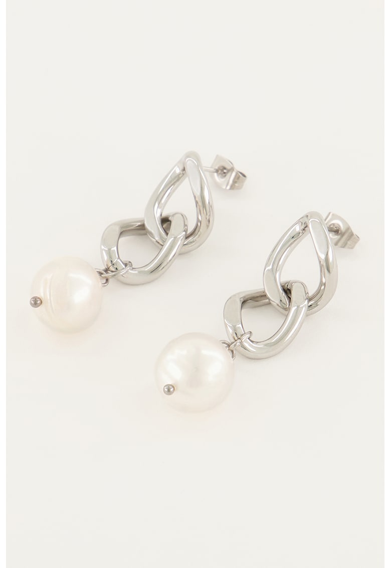 Cercei drop din otel inoxidabil cu perle fashiondays imagine noua