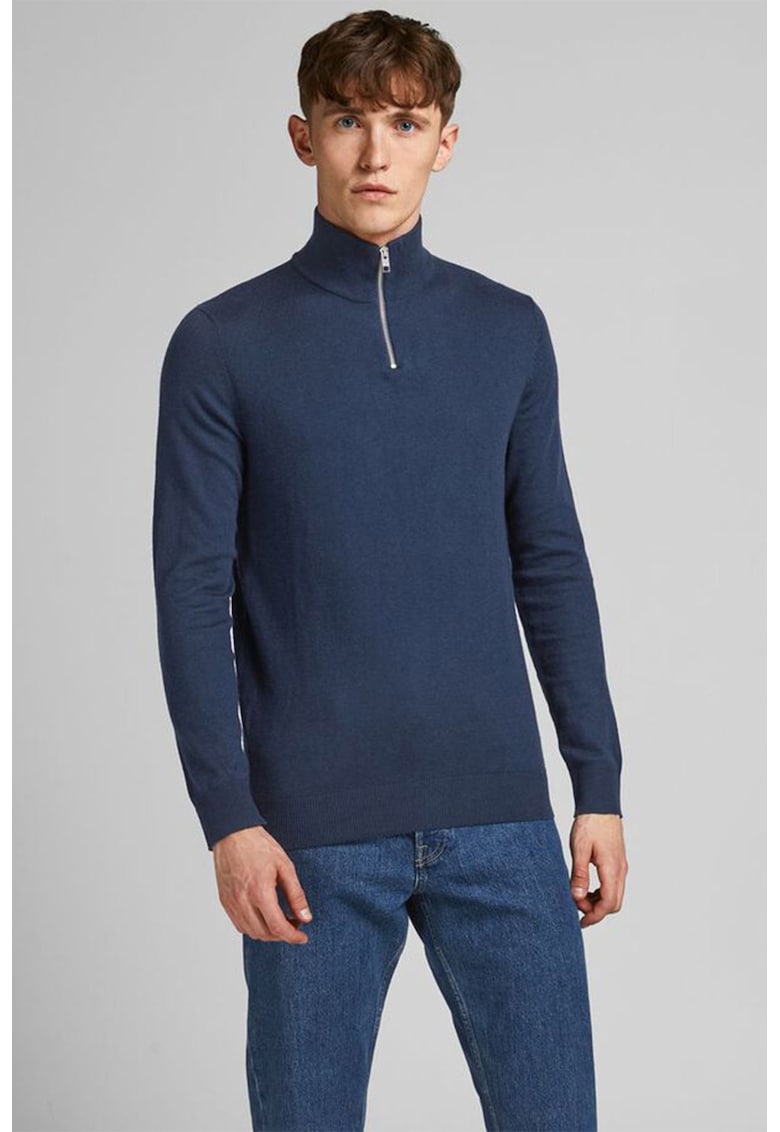 Pulover cu guler inalt si fermoar scurt