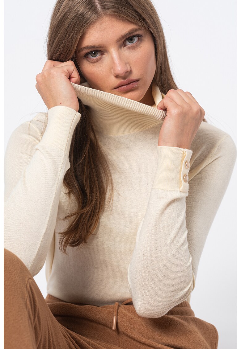 Pulover tricotat fin din amestec de modal cu guler inalt Milda fashiondays imagine noua