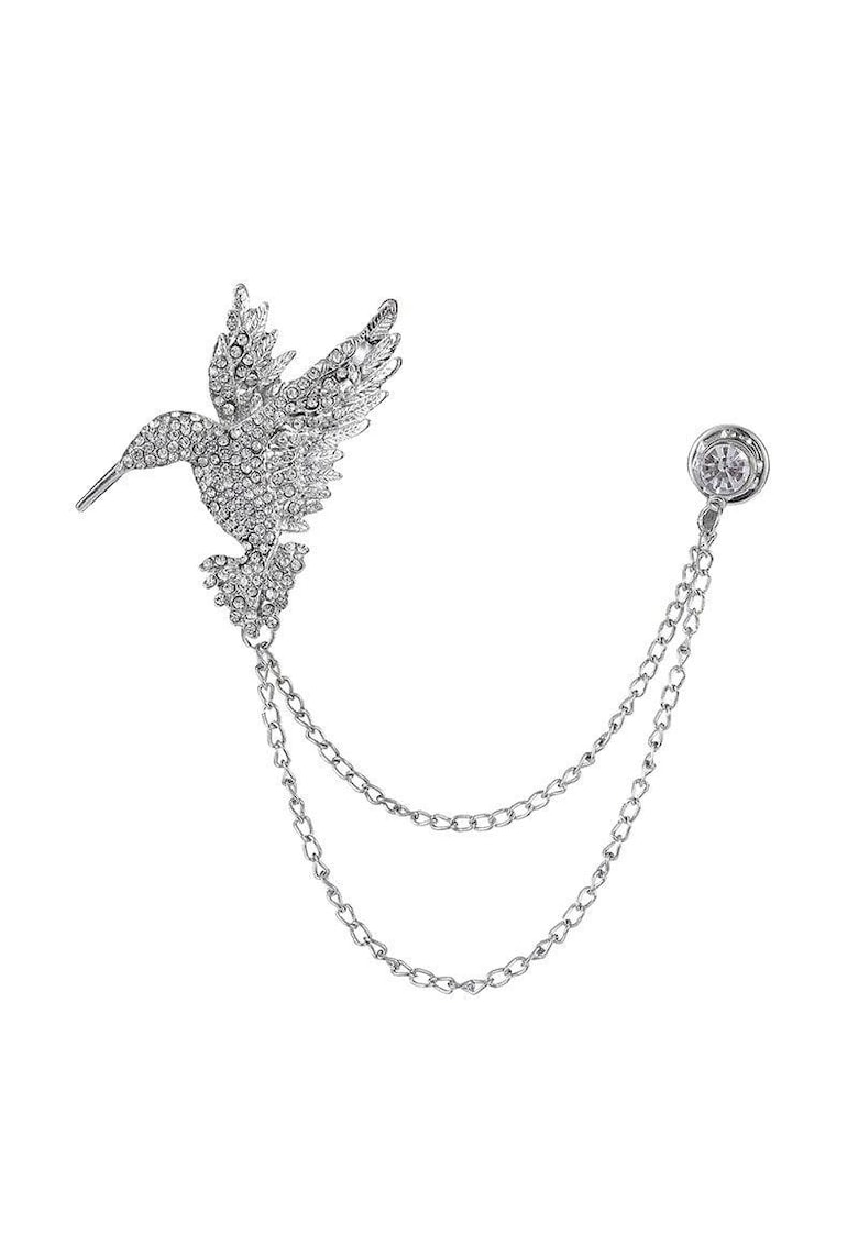 Brosa argintie - dubla - cu lanturi si pasare Colibri - cu pietre - Nikka C1 - Brosa argintie - dubla - cu lanturi si pasare Colibri - cu pietre - Nikka C1 -