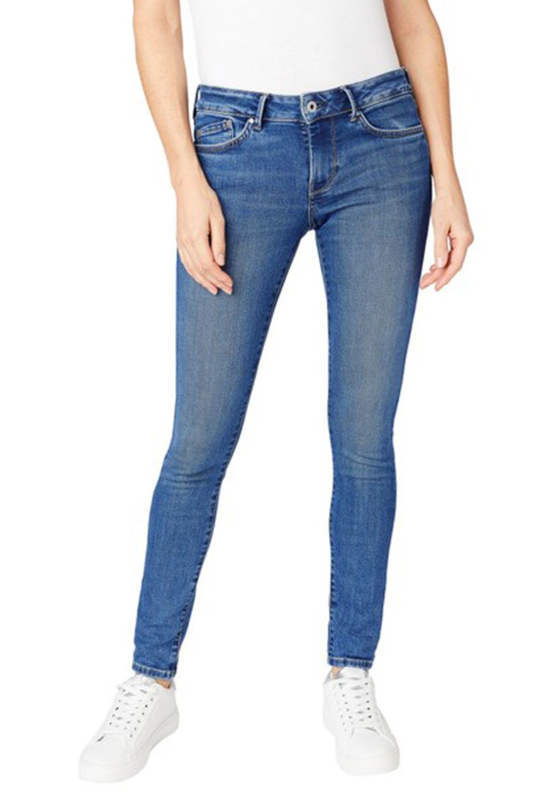 Blugi skinny cu talie joasa - Bleumarin