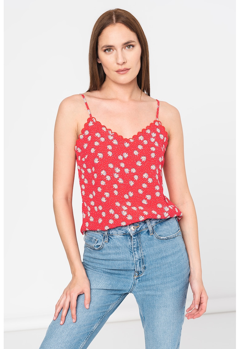 Top cu model floral si margini valurite miranda