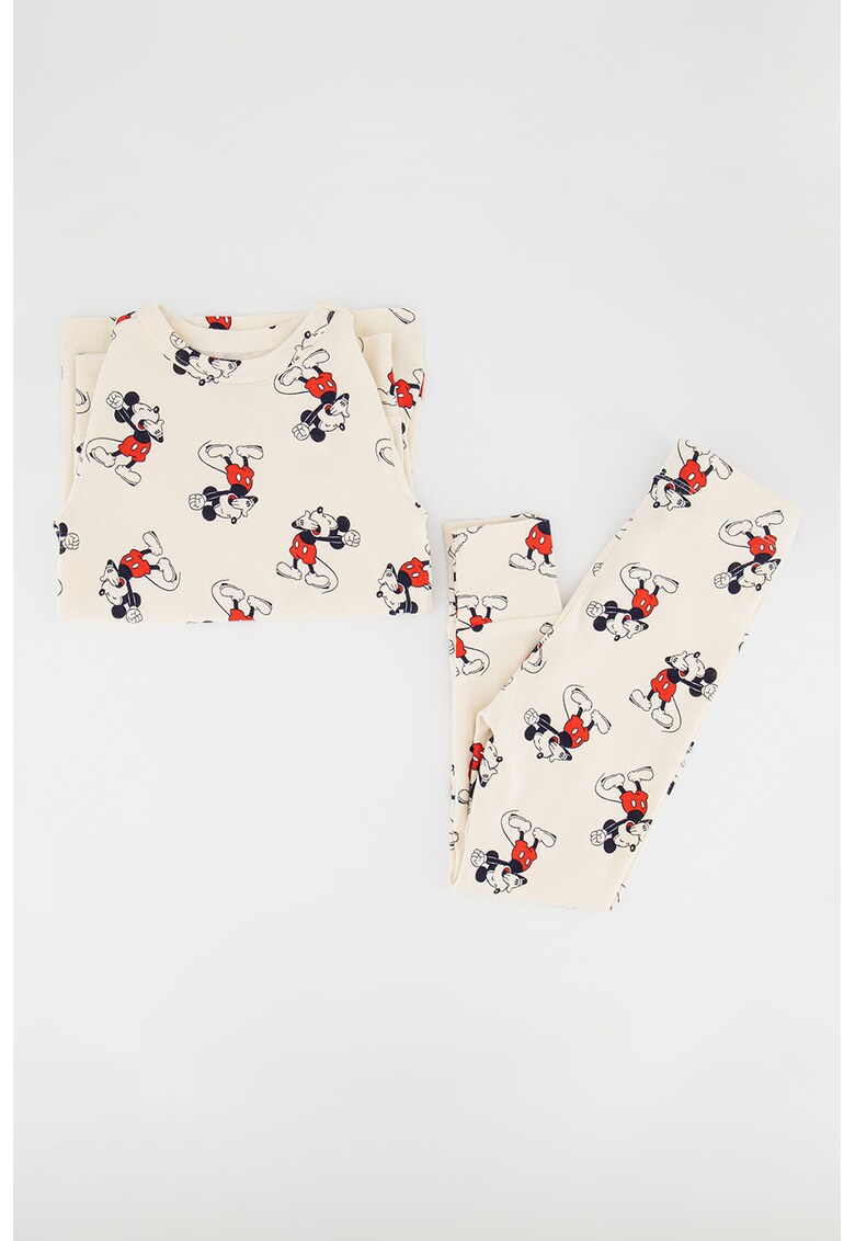 Pijama din bumbac organic cu imprimeu cu Mickey Mouse