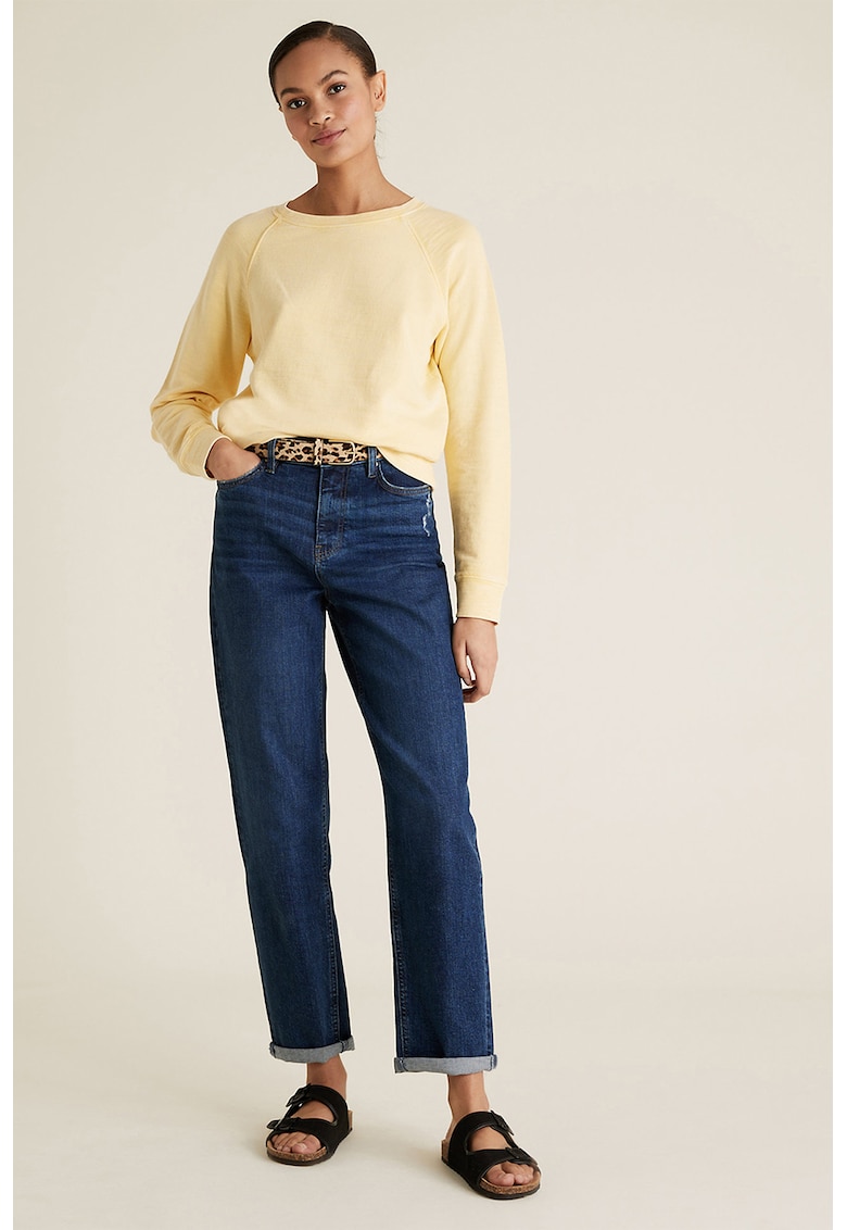 Blugi crop boyfriend - Bleumarin