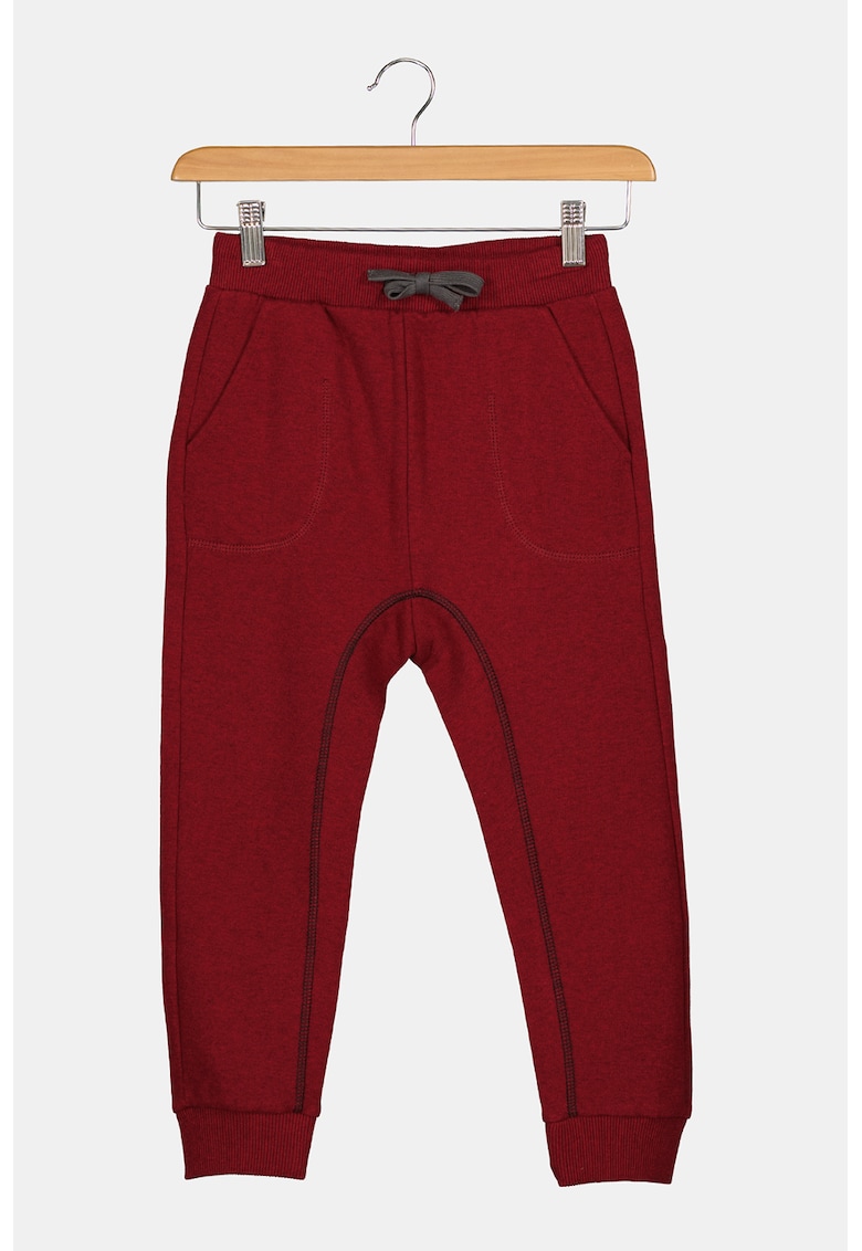 Pantaloni sport conici cu snur - Rosu inchis