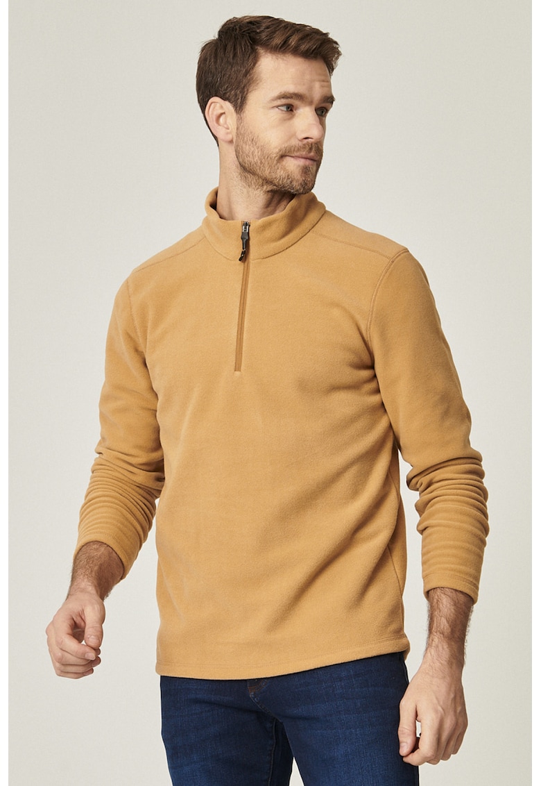 Bluza de trening din fleece cu fenta cu fermoar - Bej - Bluza de trening din fleece cu fenta cu fermoar - Bej -