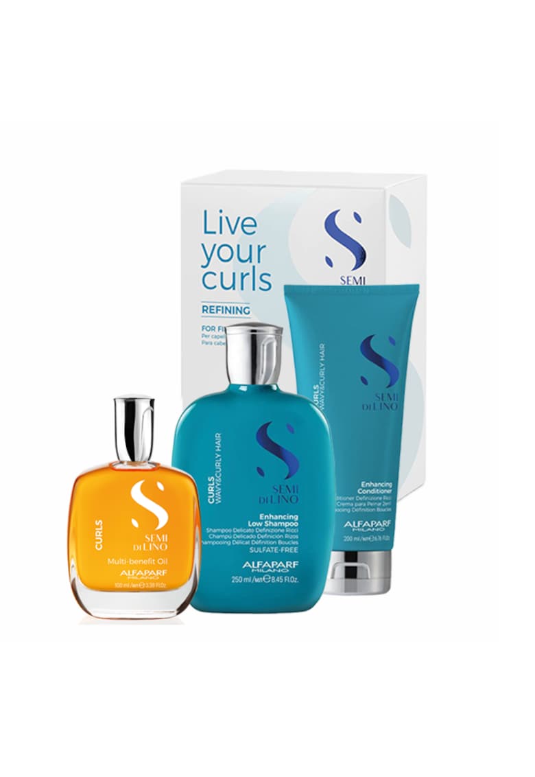 Set pentru par ondulat Curls Sampon 250 ml - Balsam 200 ml - Ulei pentru netezire 100 ml