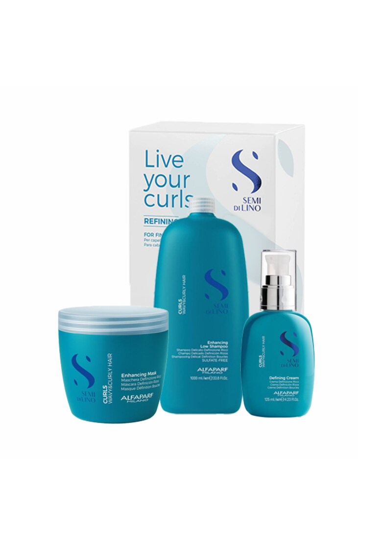 Set pentru par ondulat Curls Sampon 1000 ml - Masca 500 ml - Spray 125 ml