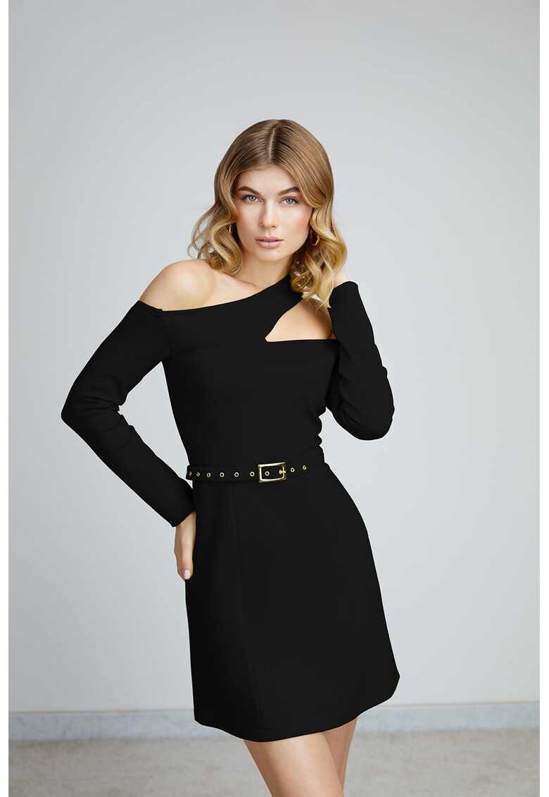 Rochie mini cu croiala A si decolteu asimetric Bonnie Ash
