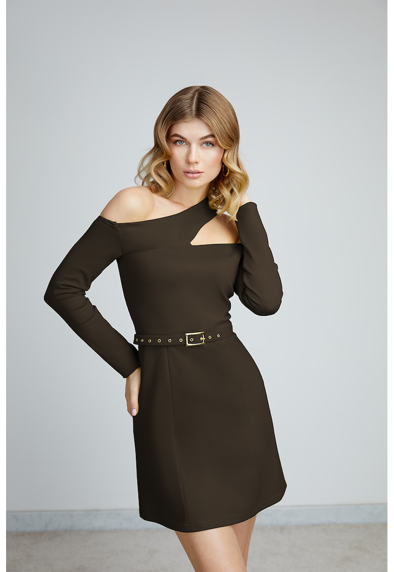 Rochie mini evazata cu decolteu asimetric Bonnie