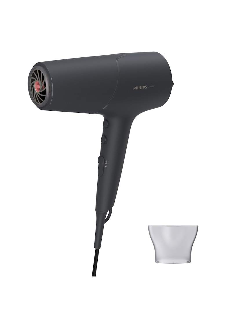 Uscator de par BHD500/00 - 2100W - tehnologie ThermoShield - ingrijire cu ioni - 2 setari de viteza - 3 setari de temperatura - cap de coafare 14 m - Gri