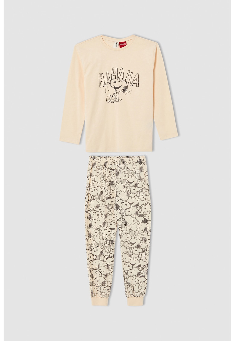 Pijama de bumbac cu imprimeu Snoopy