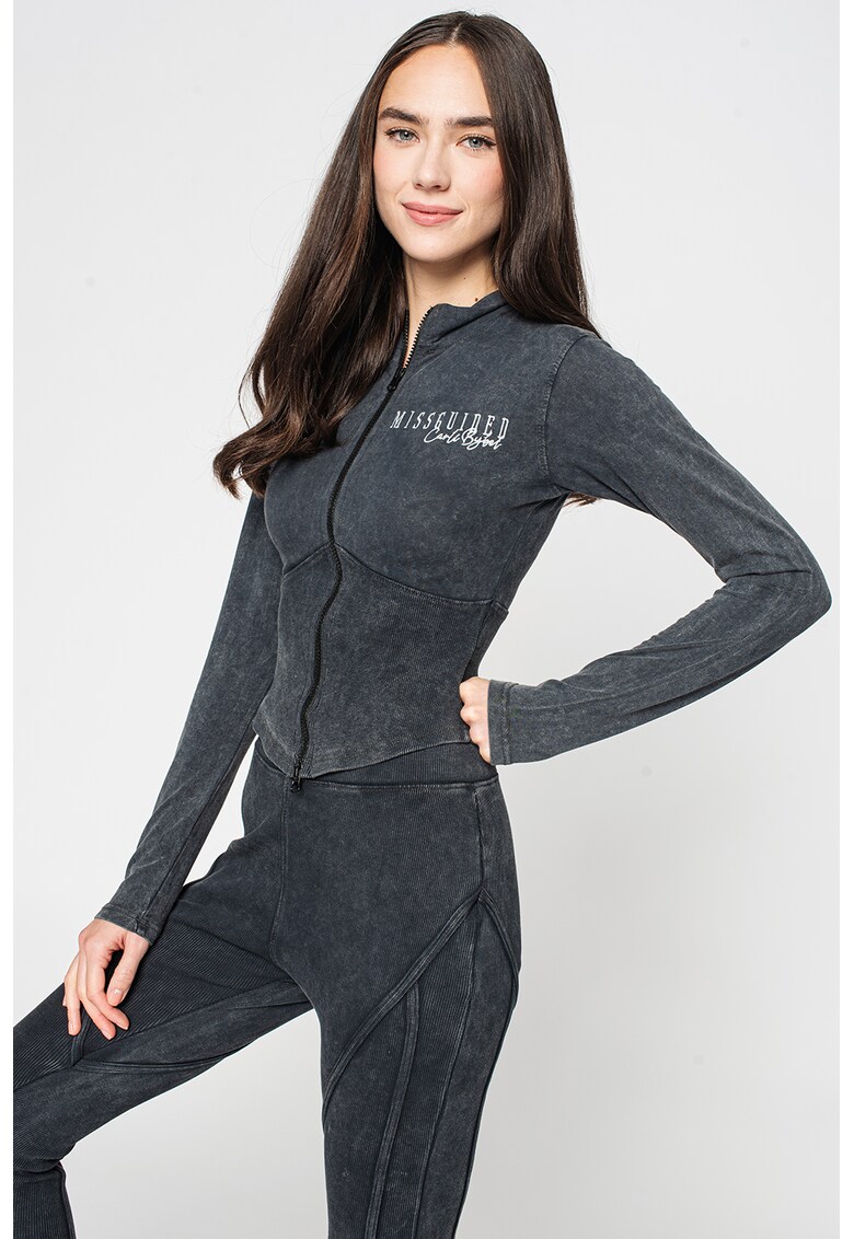 Къса блуза с цип и лого Missguided