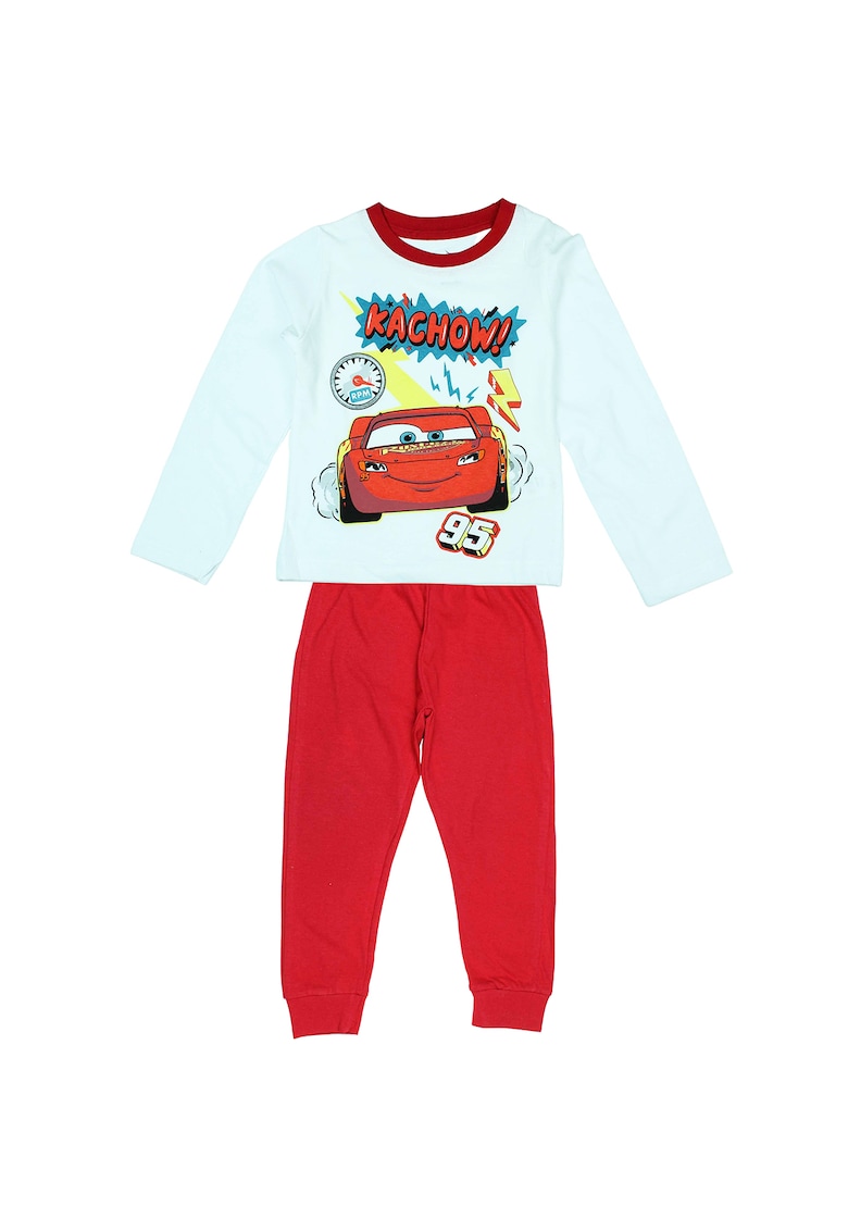 Pijamale lungi model 8802 - Rosu/Alb