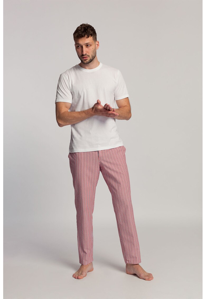 Pantaloni de pijama cu model cu dungi discrete si talie ajustabila Victor fashiondays.ro imagine 2022 reducere