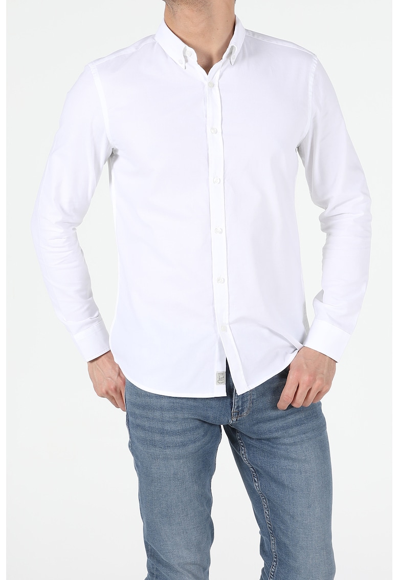 Camasa slim fit din bumbac - Alb optic