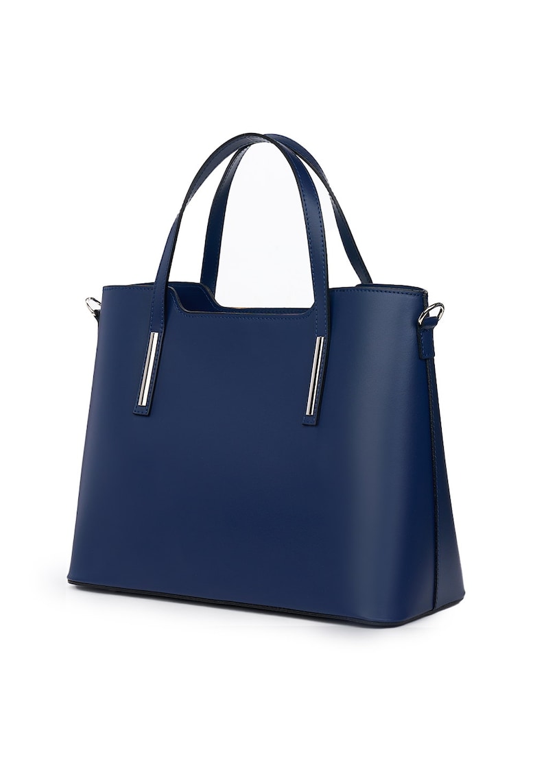 Geanta din piele amprentata Carolina - Bleumarin