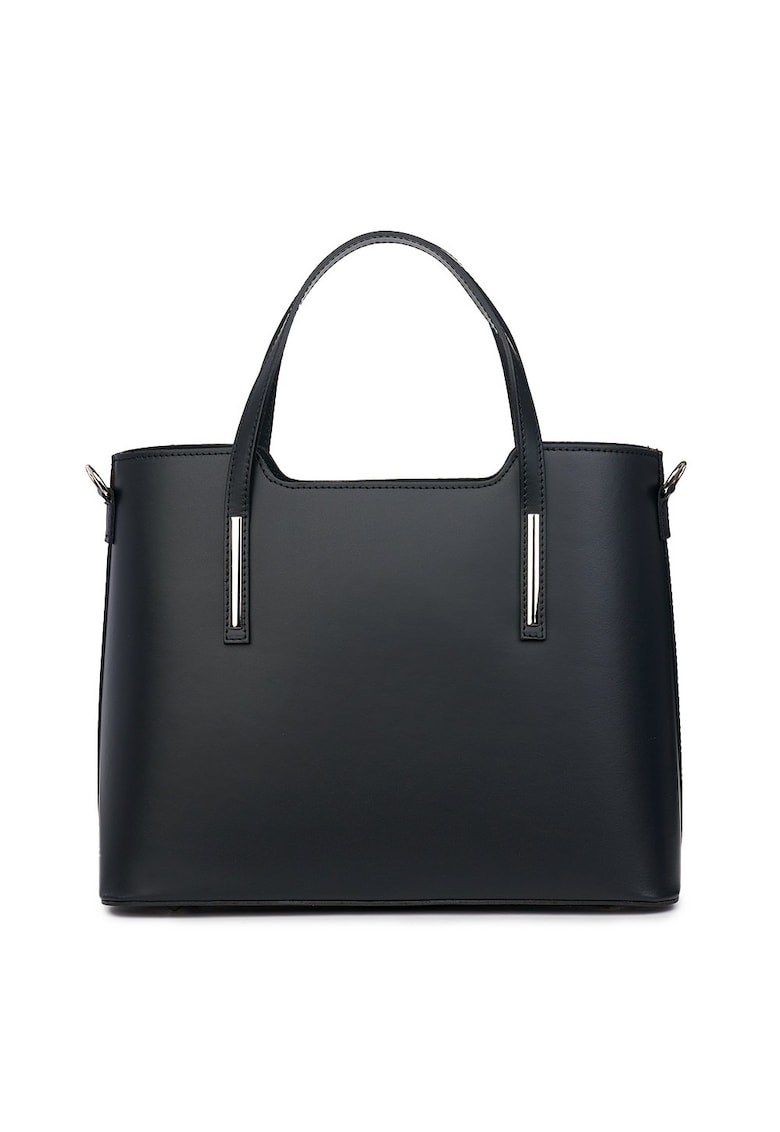 Geanta din piele amprentata Carolina - Negru