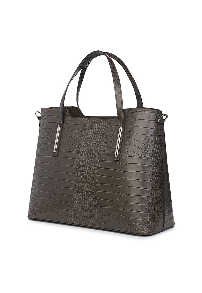 Geanta din piele amprentata Carolina - Gri