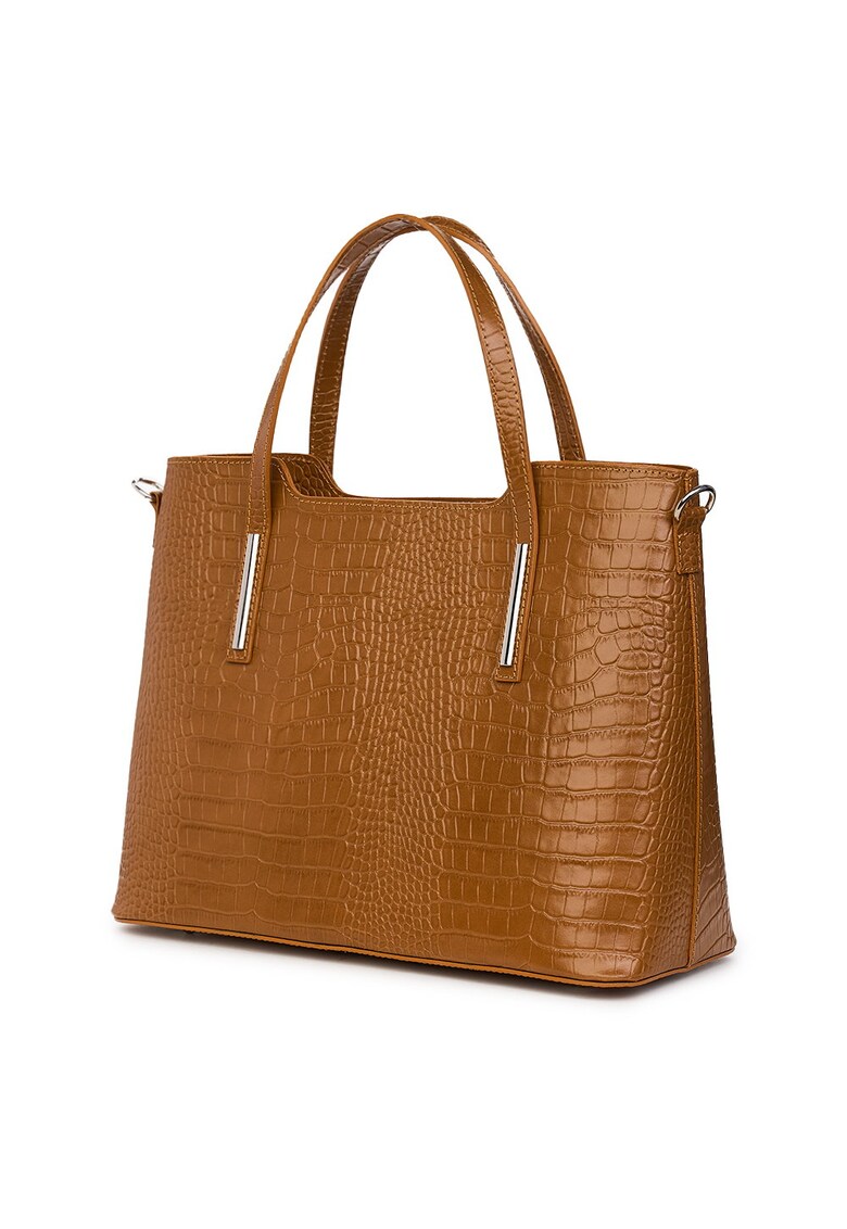 Geanta din piele amprentata Carolina - Maro