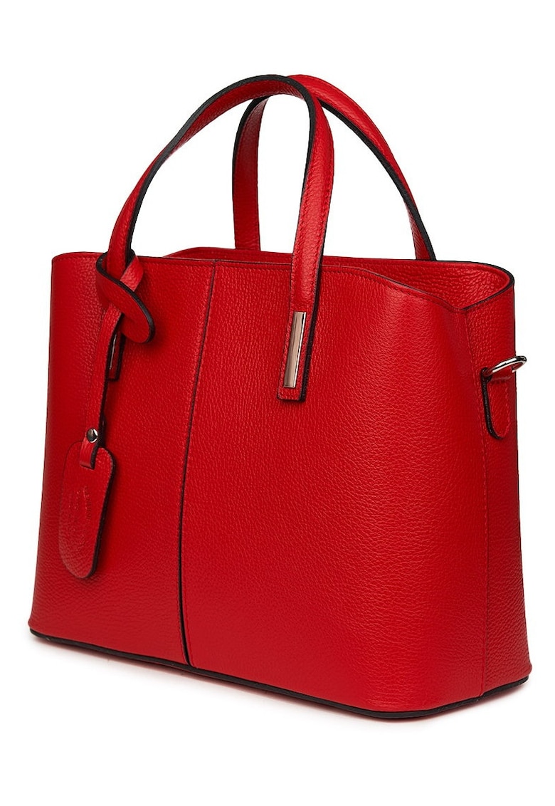 Geantă femei din piele naturală Gianna - roșie - 26x33x14cm - două compartimente