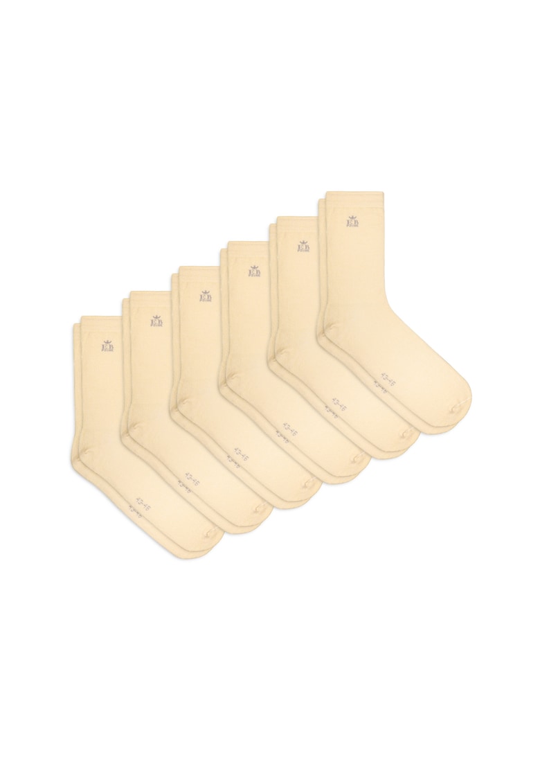 Set 6 perechi - Sosete din bumbac pieptanat - fara cusatura - respirabile si confortabile - Crem