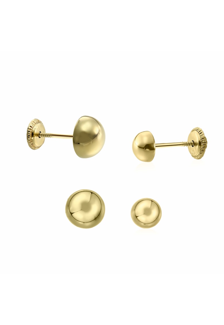 Set doua perechi cercei aur galben dimensiuni 7 mm si 5 mm