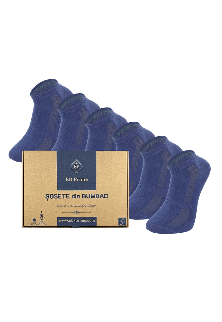 Set 6 perechi - Sosete Scurte din Bumbac Pieptanat -  fara cusatura - respirabile si confortabile