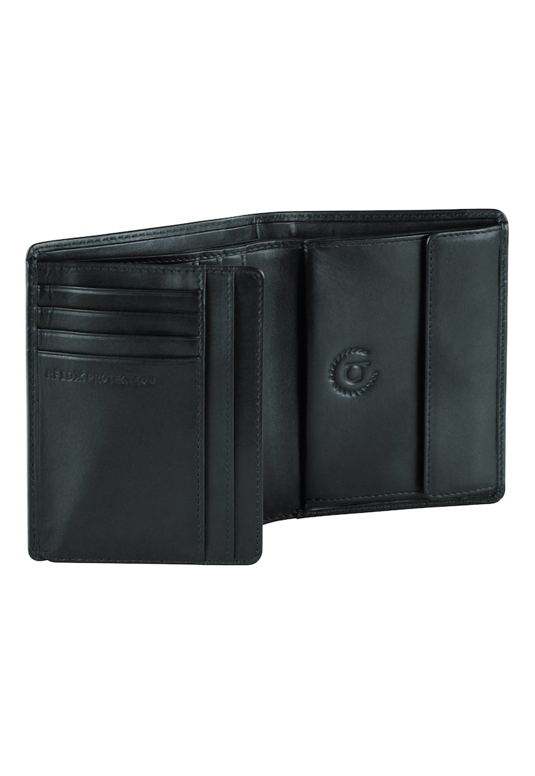 Portofel Primo RFID - piele neagra - compartimente multiple - combi - protectia datelor RFID