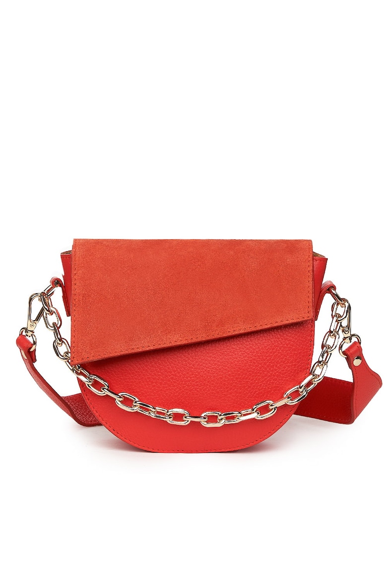 Poseta dama din piele naturala Donna fucsia - Portocaliu