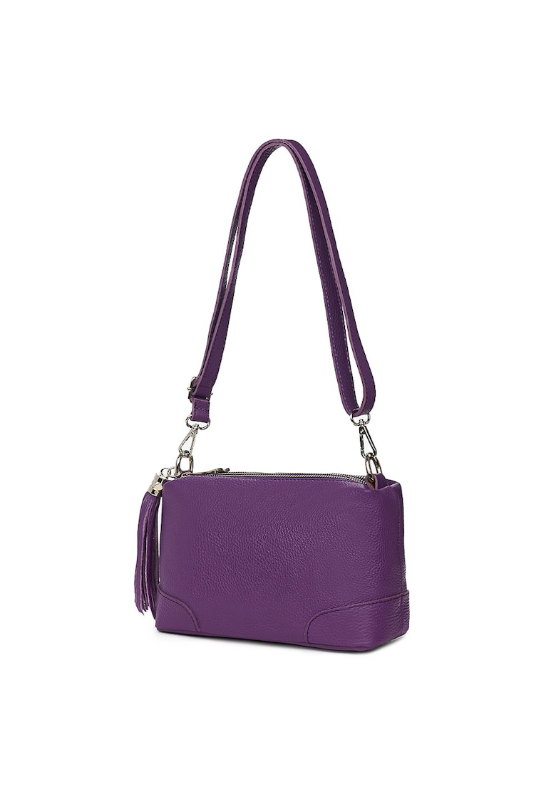 Poseta din piele cu trei compartimente Irene verde - Mov