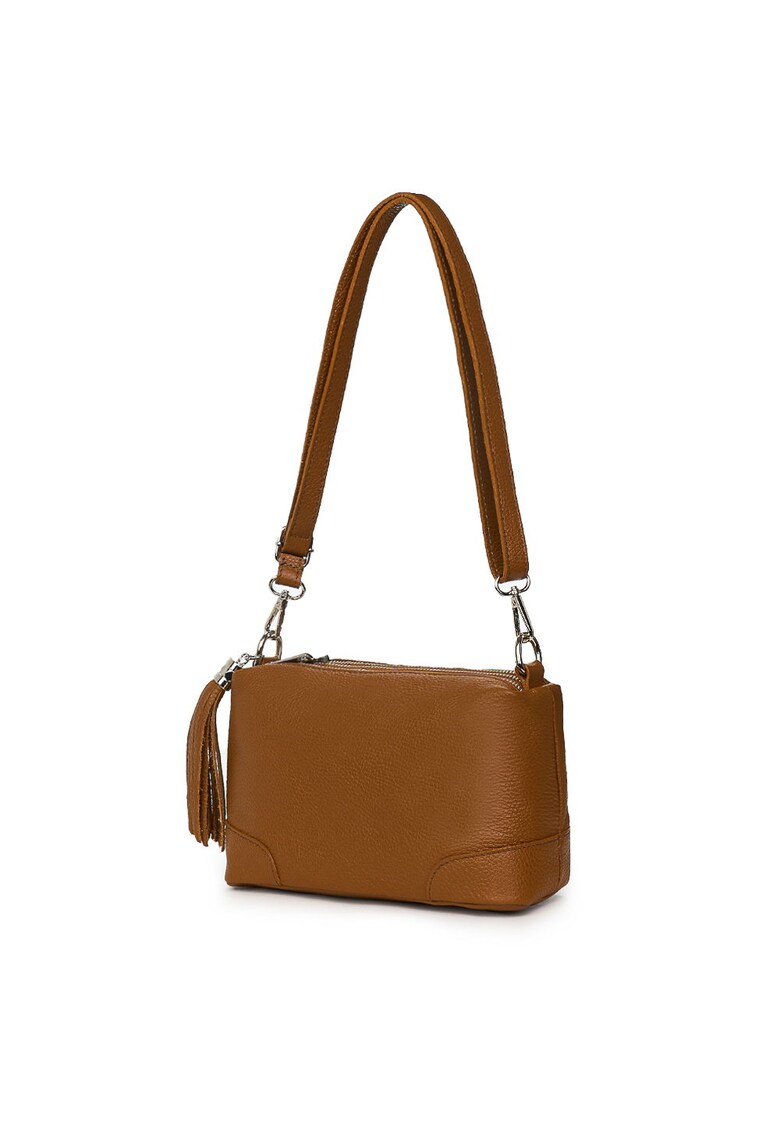 Poseta din piele cu trei compartimente Irene verde - Maro