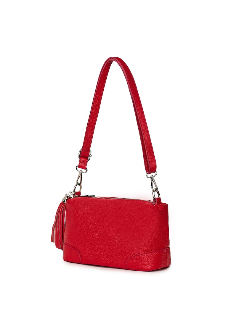 Poseta din piele cu trei compartimente Irene verde - Rosu