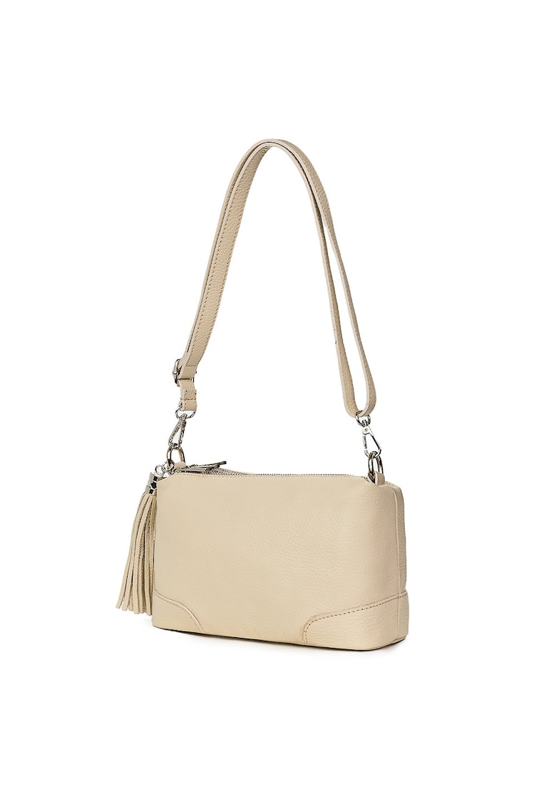 Poseta din piele cu trei compartimente Irene verde - Crem