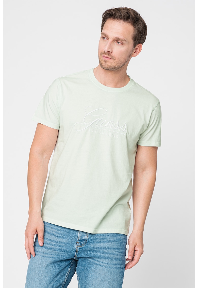 Памучна тениска с бродирано лого GUESS JEANS