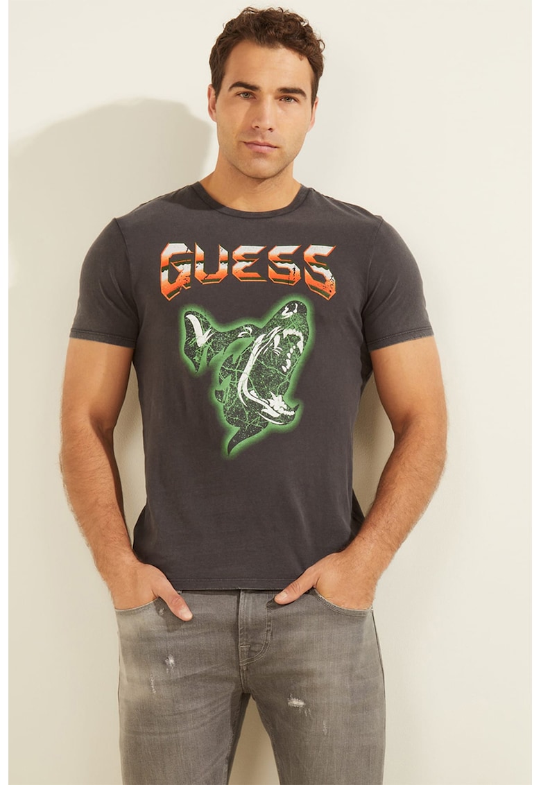 Памучна тениска с щампа GUESS JEANS