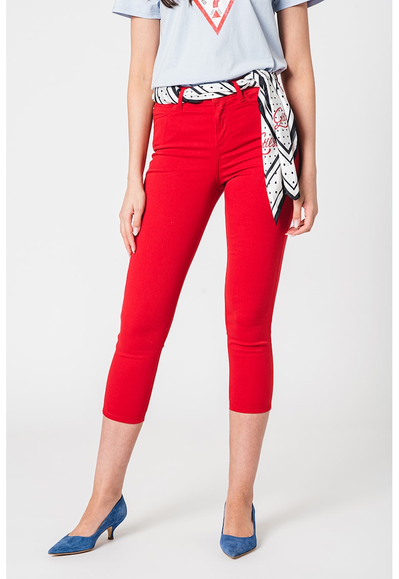 Blugi skinny capri - Rosu/Alb/Negru