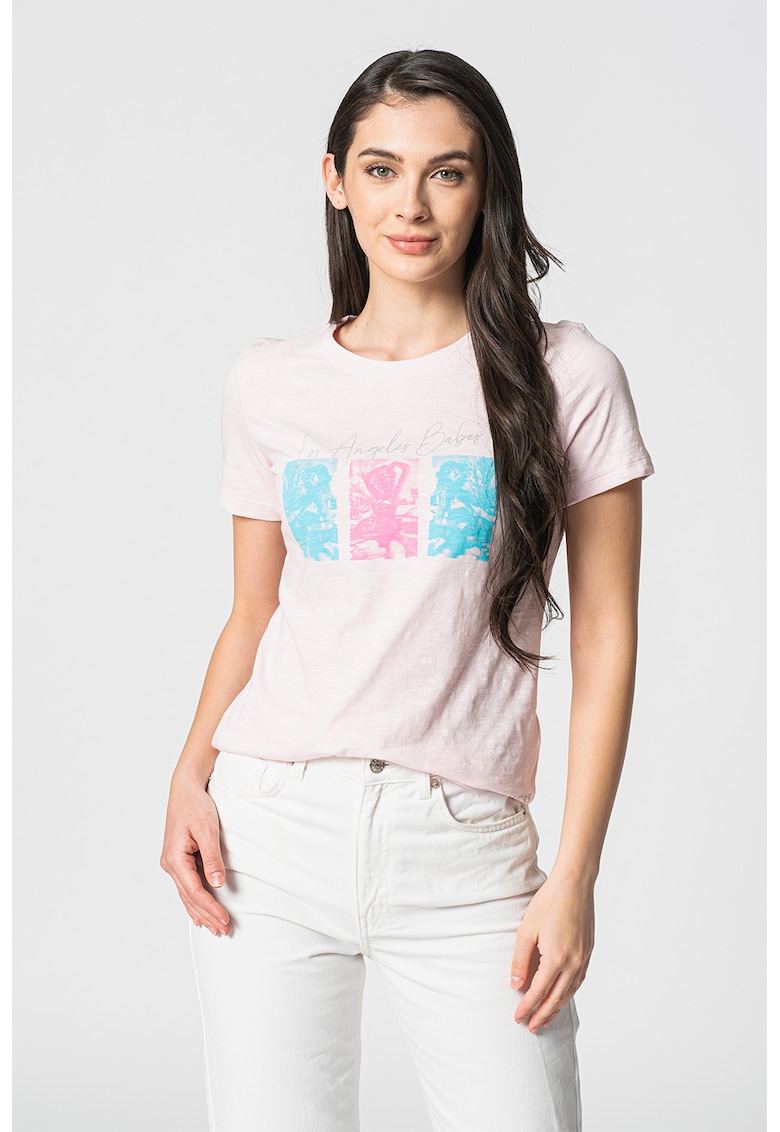 Тениска с принт и бляскави детайли GUESS JEANS