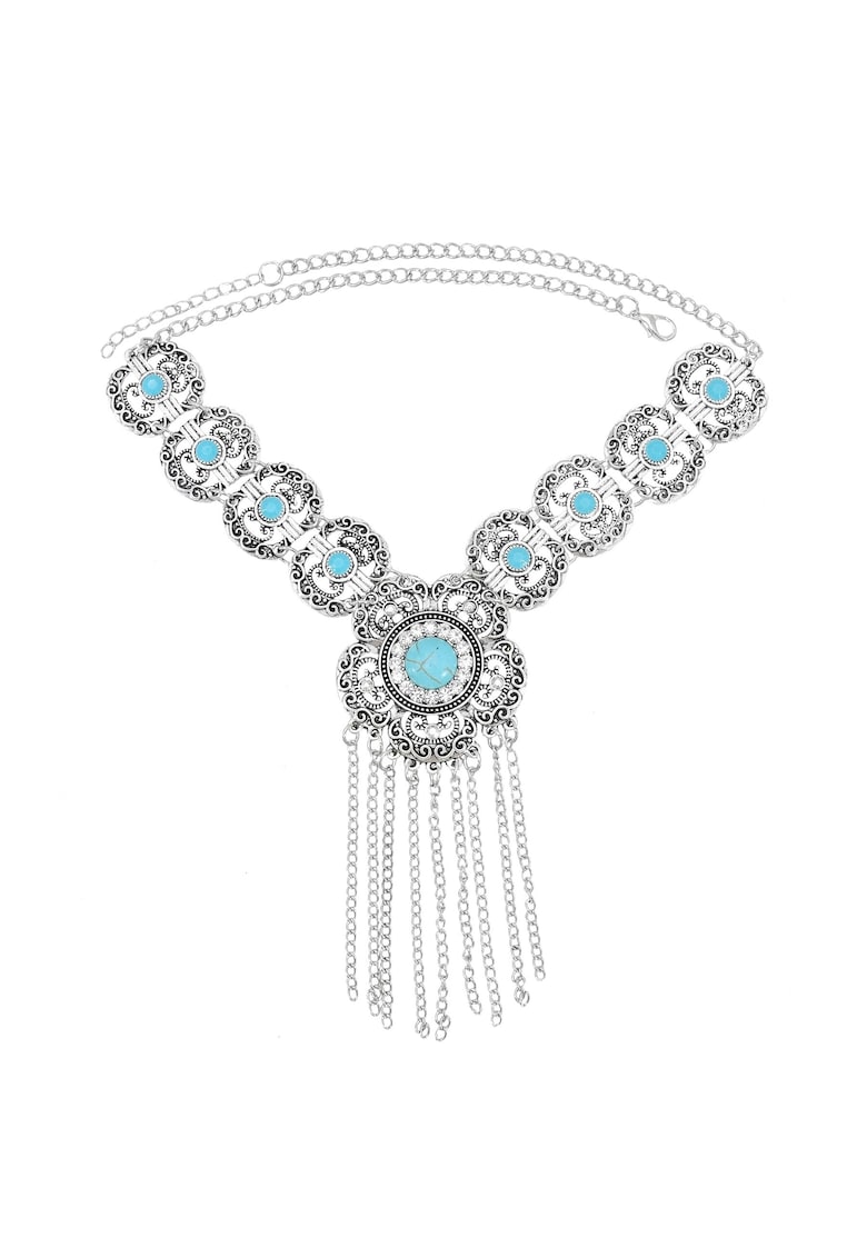 Colier argintiu - cu piatra turquoise - Saritha C12 - Colier argintiu - cu piatra turquoise - Saritha C12 -
