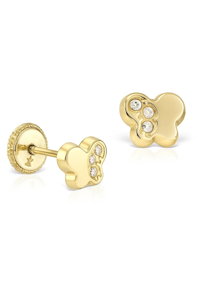 Cercei cu diamante pentru bebe - aur 14 KT - inchidere cu protectie