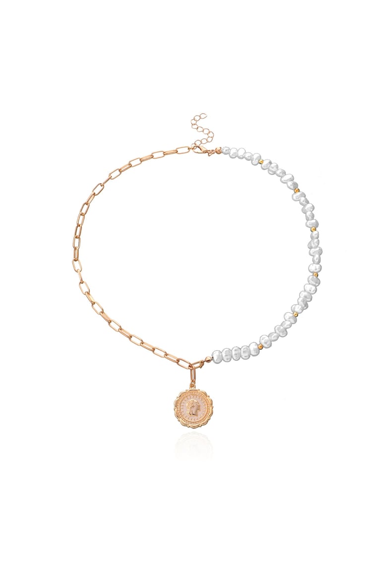 Colier auriu - cu banut si perle - Sharon C17 -