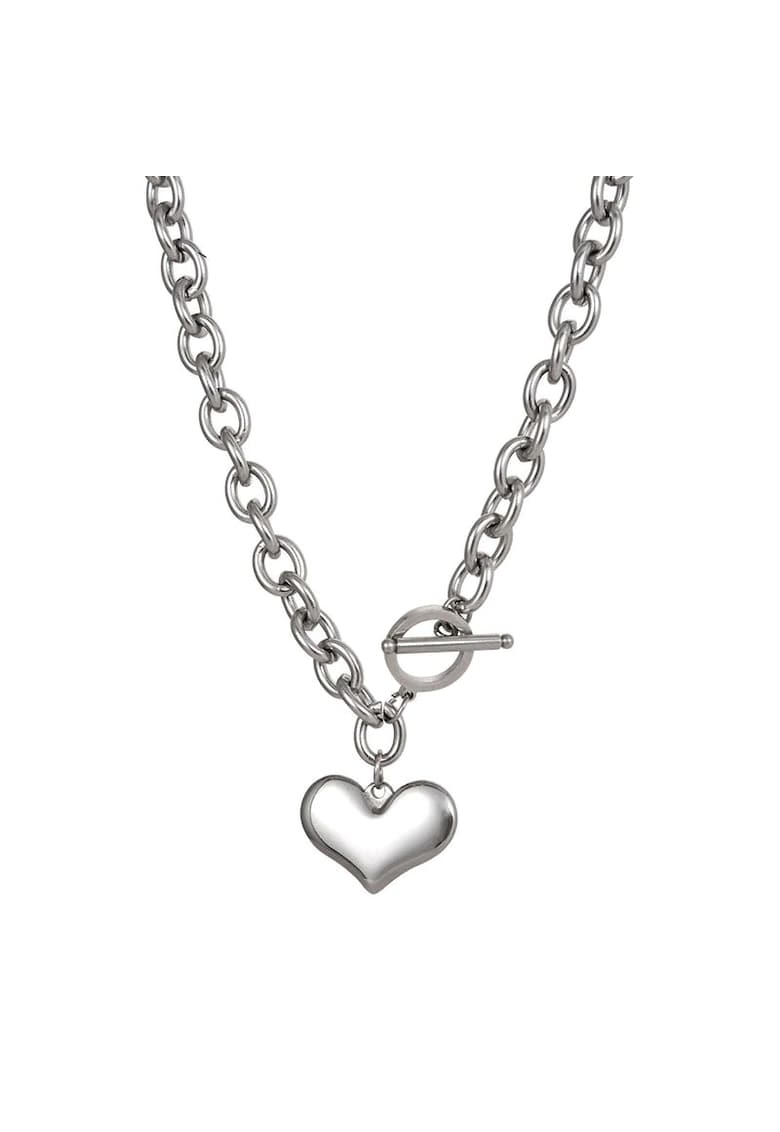 Colier argintiu - cu zale si pandantiv inima - Shania C17 -