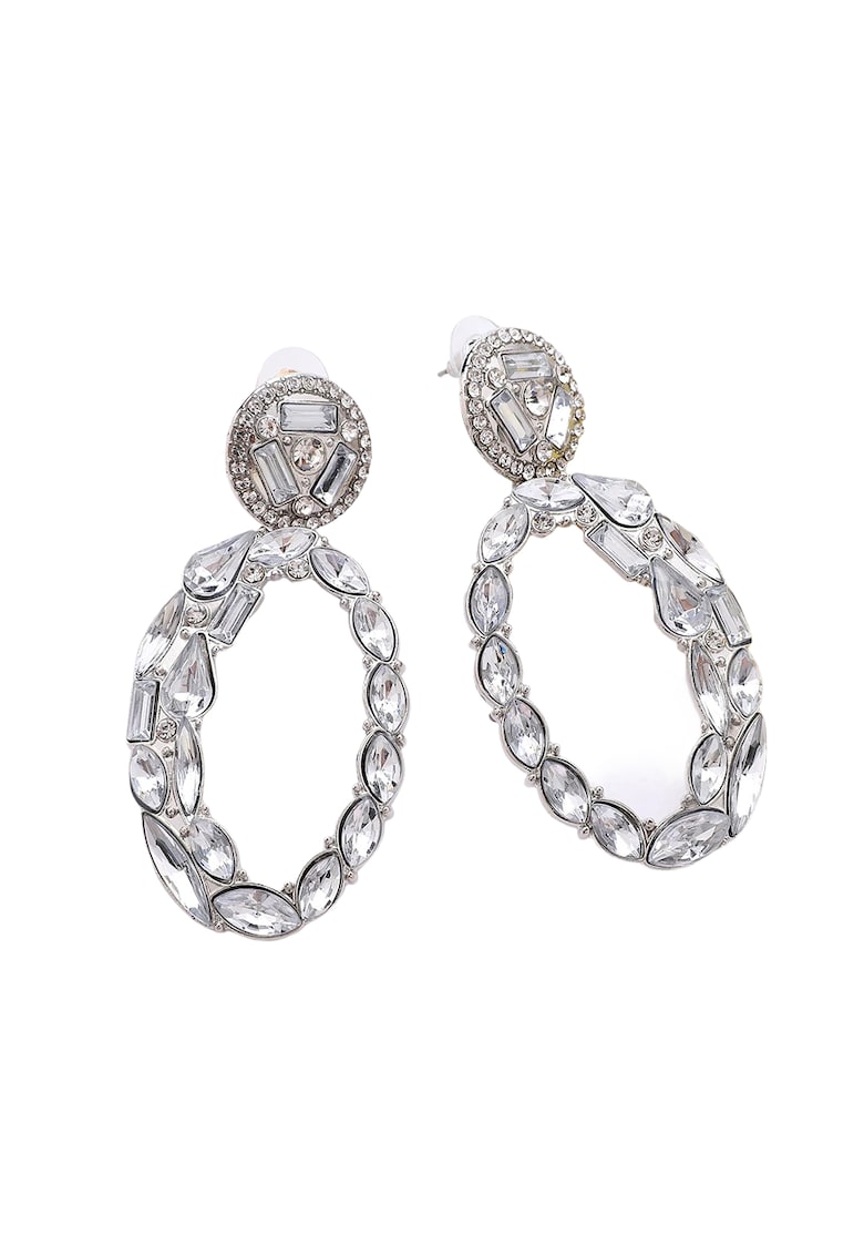 Cercei argintii - forma ovala - cu pietre - Stafen C6 -