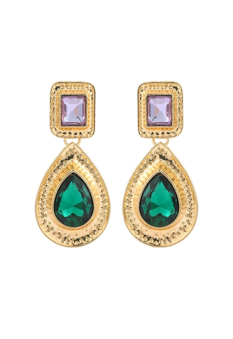 Cercei aurii - cu pietre verzi si mov - Sophi C6 -