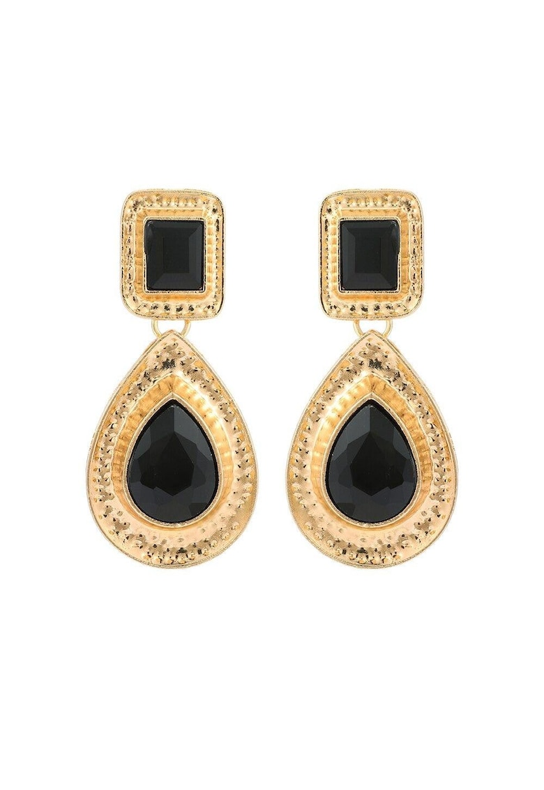 Cercei aurii - cu pietre negre - Sonia C6 -